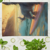 アフェンピンシェビーチ絵画サーフィン キッチンタオル (折り畳み)