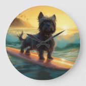 アフェンピンシェビーチ絵画サーフィン ラージ壁時計 (正面)