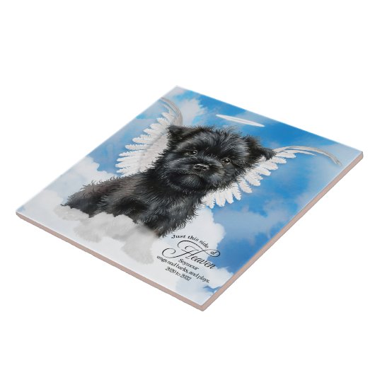 アフェンピンシェルエンジェルパーソナライズされたドッグメモリアル タイル (側面)