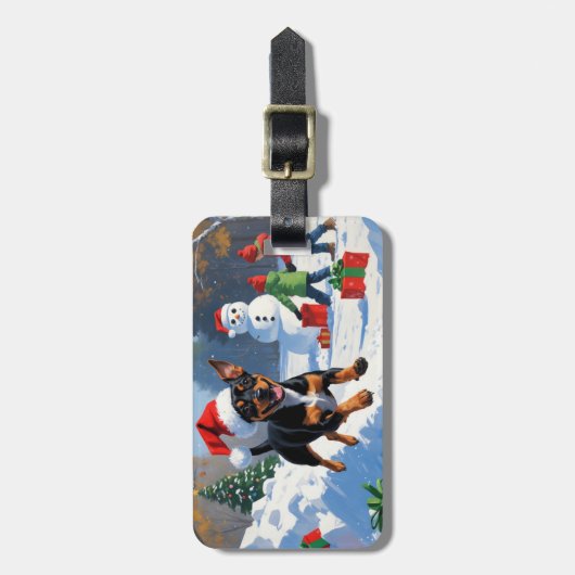 アフェンピンシェルクリスマスフェスティバルスノーシーン ラゲッジタグ (正面縦)