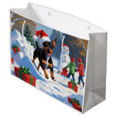 アフェンピンシェルクリスマスフェスティバルスノーシーン ラージペーパーバッグ (裏面アングル)