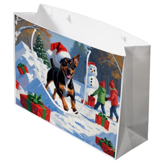 アフェンピンシェルクリスマスフェスティバルスノーシーン ラージペーパーバッグ (裏面アングル)