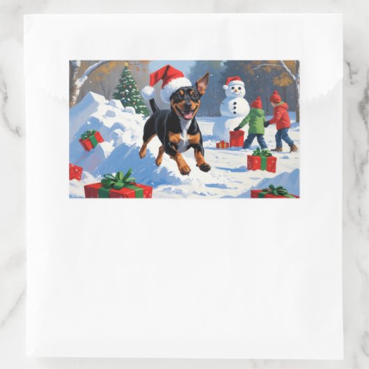 アフェンピンシェルクリスマスフェスティバルスノーシーン 長方形シール (バッグ)