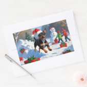 アフェンピンシェルクリスマスフェスティバルスノーシーン 長方形シール (封筒)