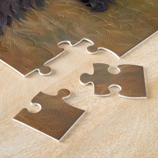 アフェンピンシェルドッグオイルペインティングポートレート ジグソーパズル (側面)