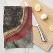 アフェンピンシェルドッグクリスマスフェスティバル キッチンタオル (四つ折り)