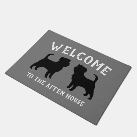 アフェンピンシェルドッグシルエットカスタムウェルカムマット ドアマット (アングル)