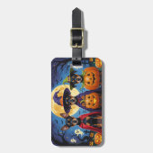 アフェンピンシェルドッグスパンプキンハロウィンおもしろい ラゲッジタグ (正面縦)