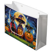 アフェンピンシェルドッグスパンプキンハロウィンおもしろい ラージペーパーバッグ (正面アングル)