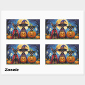 アフェンピンシェルドッグスパンプキンハロウィンおもしろい 長方形シール (シート)