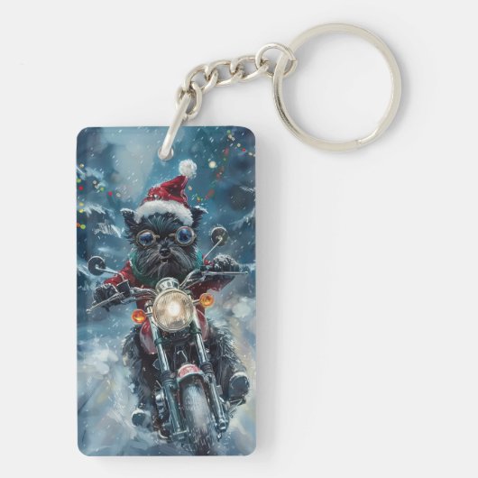 アフェンピンシェルドッグライディングオートバイクリスマス キーホルダー (裏面)