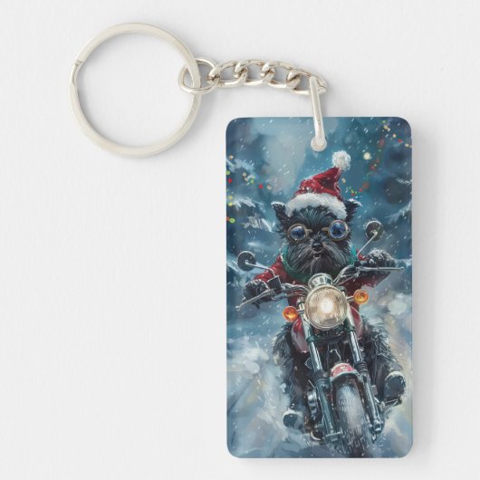 アフェンピンシェルドッグライディングオートバイクリスマス キーホルダー (正面)