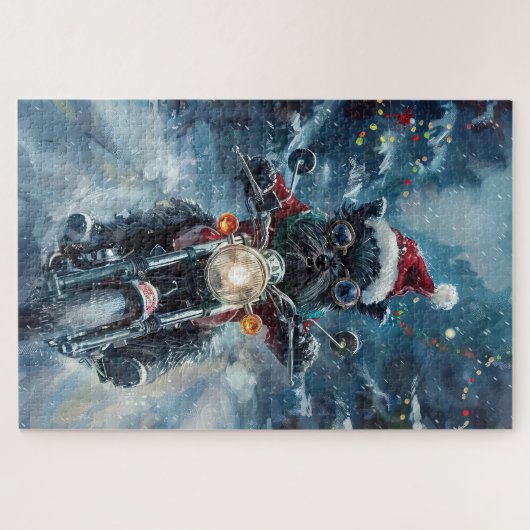 アフェンピンシェルドッグライディングオートバイクリスマス ジグソーパズル (横)