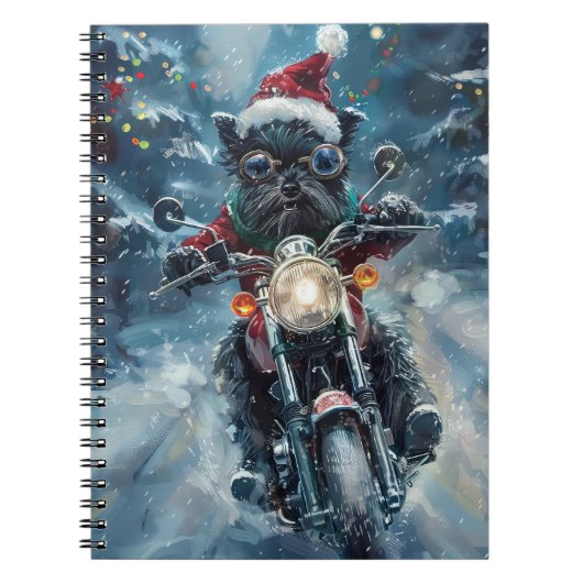 アフェンピンシェルドッグライディングオートバイクリスマス ノートブック (正面)