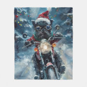 アフェンピンシェルドッグライディングオートバイクリスマス フリースブランケット (正面)