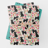 アフェンピンシェルドッグヴィンテージ花模様 ラッピングペーパーシート (インサイチュ)