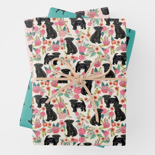 アフェンピンシェルドッグヴィンテージ花模様 ラッピングペーパーシート (インサイチュ)