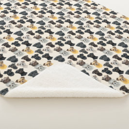 アフェンピンシェルドッグ顔コラージュパターン シェルパブランケット