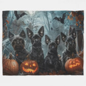 アフェンピンシェルハロウィーンナイトドギーディライト フリースブランケット (正面(横))