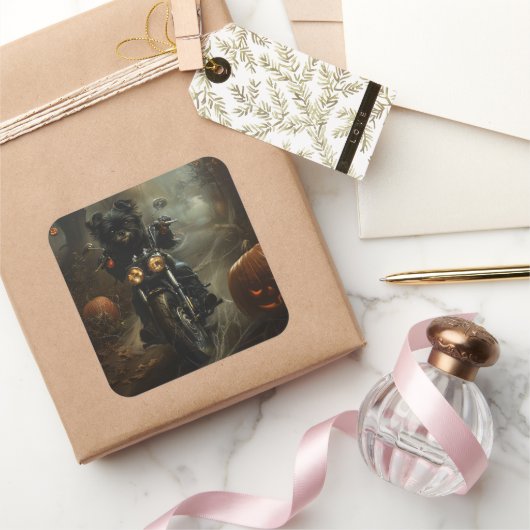 アフェンピンシェルライディングオートバイハロウィンホラー スクエアシール (ギフト)