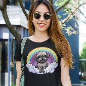 アフェンピンシェルレインボーかわいいかわいい子犬アート Tシャツ
