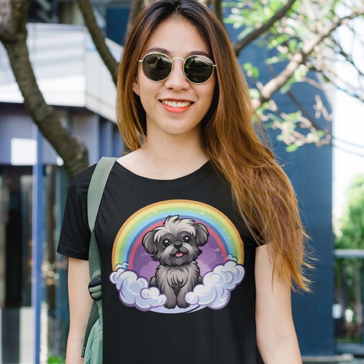 アフェンピンシェルレインボーかわいいかわいい子犬アート Tシャツ