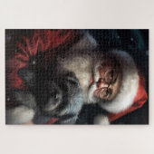 アフェンピンシャーとサンタクロースフェスティバルクリスマス ジグソーパズル (横)