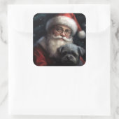 アフェンピンシャーとサンタクロースフェスティバルクリスマス スクエアシール (バッグ)