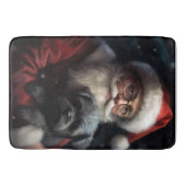 アフェンピンシャーとサンタクロースフェスティバルクリスマス バスマット (正面)