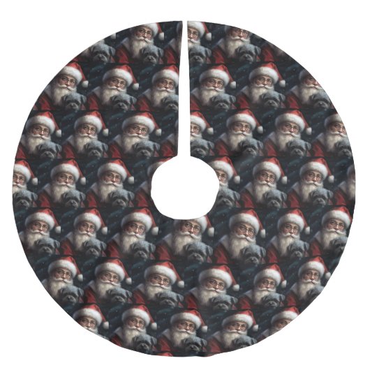 アフェンピンシャーとサンタクロースフェスティバルクリスマス ブラッシュドポリエステルツリースカート (正面)