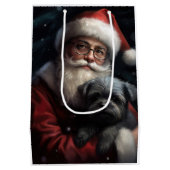 アフェンピンシャーとサンタクロースフェスティバルクリスマス ミディアムペーパーバッグ (裏面)