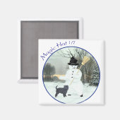 アフェンピンシャーと雪だるま マグネット (正面/裏面)