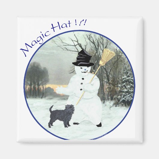 アフェンピンシャーと雪だるま マグネット (正面)