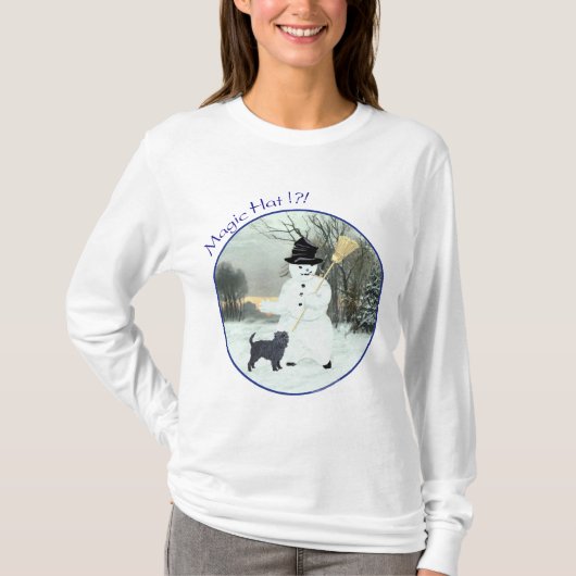 アフェンピンシャーと雪だるま Tシャツ (正面)