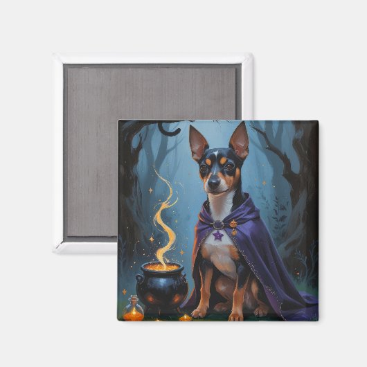 アフェンピンシャーの犬の気まぐれなハロウィンの絵画 マグネット (正面/裏面)