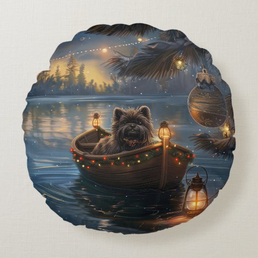 アフェンピンシャーフェスティバルクリスマスボヤージュ ラウンドクッション (正面)