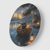 アフェンピンシャーフェスティバルクリスマスボヤージュ ラージ壁時計 (傾斜)