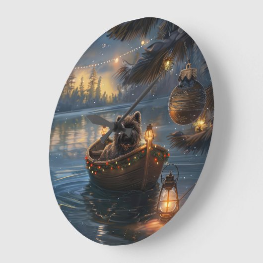 アフェンピンシャーフェスティバルクリスマスボヤージュ ラージ壁時計 (傾斜)