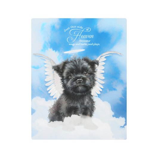 アフェンピンシャー天使の名前のペットメモリアル メタルプリント (正面)