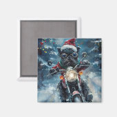 アフェンピンシャー犬のバイク乗りクリスマス マグネット (正面/裏面)