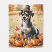 アフェンピンシャー紅葉感謝祭アート フリースブランケット (正面)