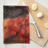 アフェンピンシャー紅葉秋インスパイア キッチンタオル (四つ折り)