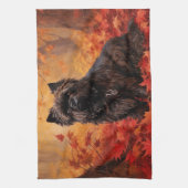 アフェンピンシャー紅葉秋インスパイア キッチンタオル (縦)