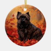 アフェンピンシャー紅葉秋インスパイア セラミックオーナメント (正面)