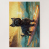 アフェンピンシャー ビーチ サーフィン 絵画 ジグソーパズル (縦)