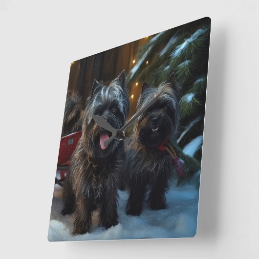 アフェンピンスワイスリー乗りクリスマスデコール スクエア壁時計 (傾斜)