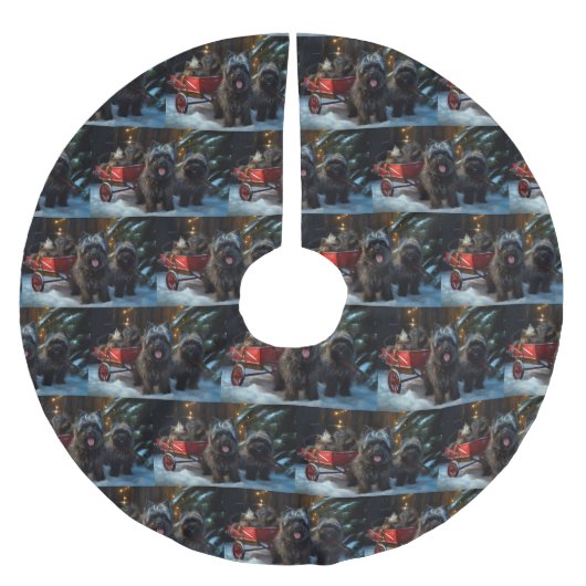 アフェンピンスワイスリー乗りクリスマスデコール ブラッシュドポリエステルツリースカート (正面)