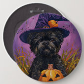 アフェンピ不気味ンシェルハロウィーン魔女とカボチャ 缶バッジ (正面&裏面)