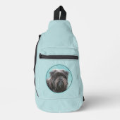 アフェンピ絵を描ンシャー黒銀犬アート スリングバッグ (正面)