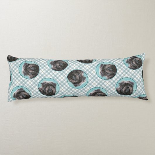 アフェンピ絵を描ンシャー黒銀犬アート ボディピロー (裏面)